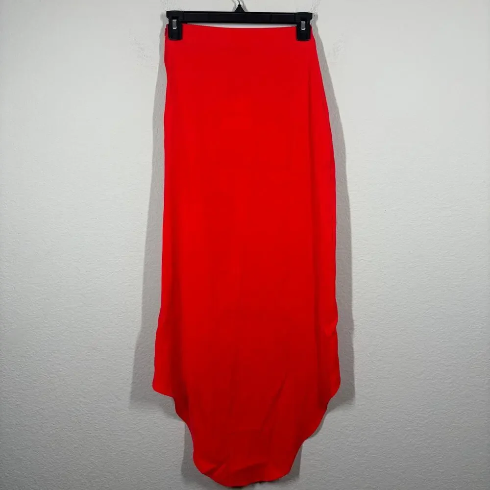 Superdown Womens Size XXS Arielle Slit Maxi Skirt Red High Low Pleated Stretch - Picture 3 of 9